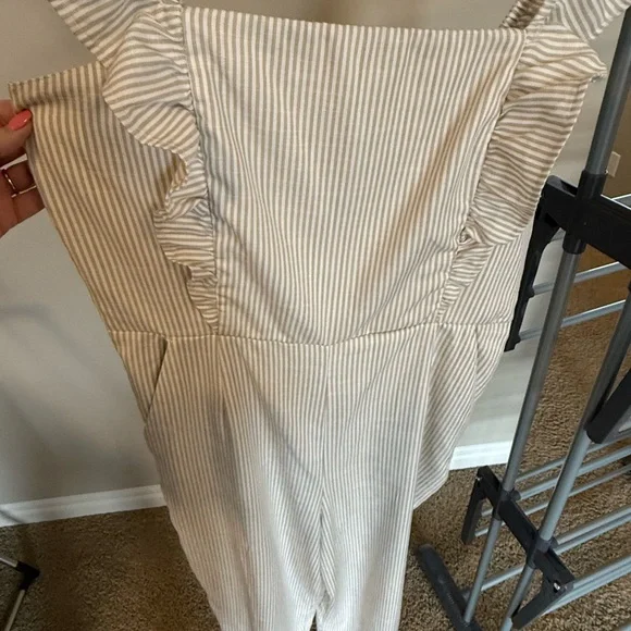 Striped Ruffle Jumpsuit - Picture 6 of 8